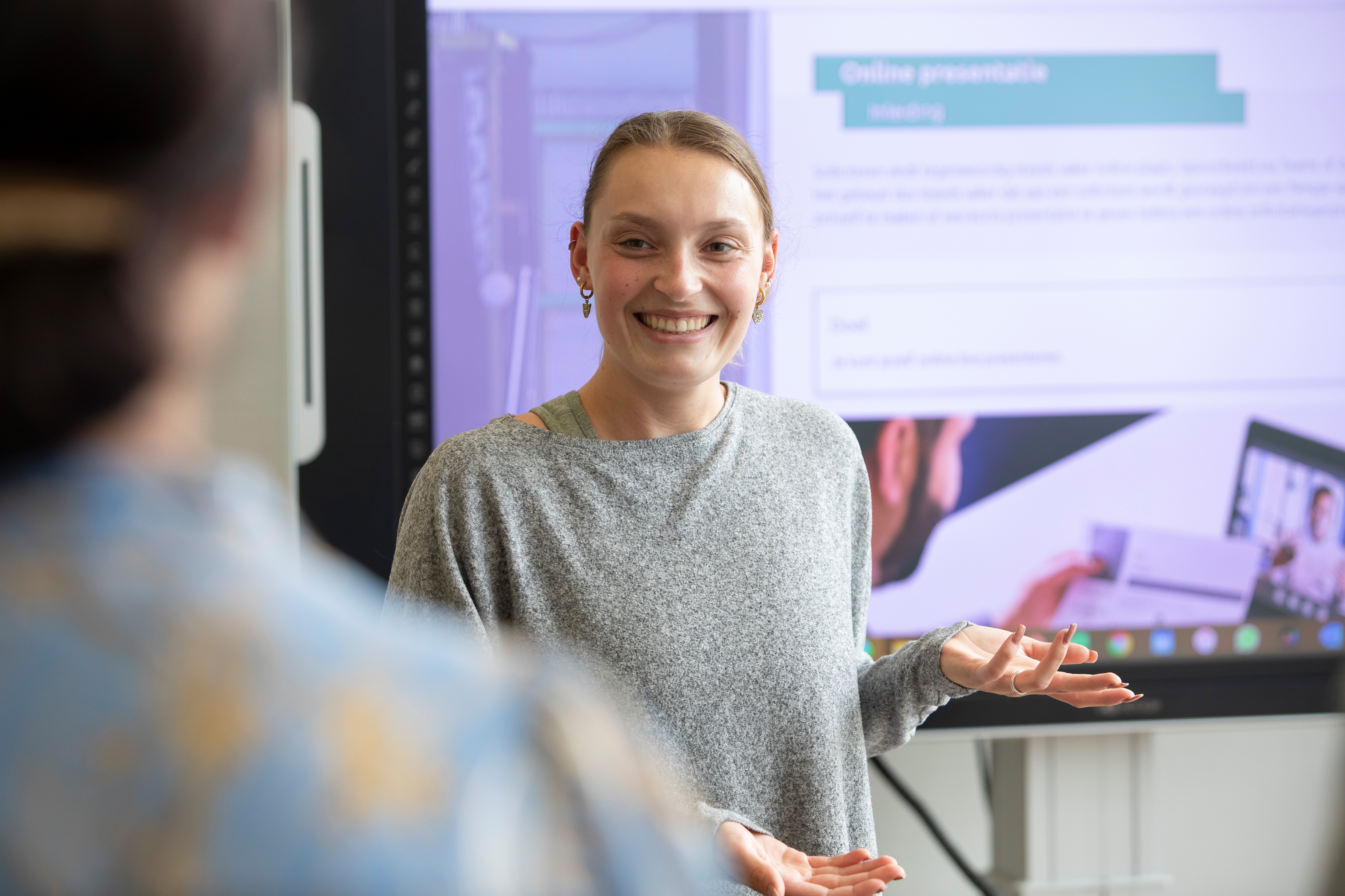 Student geeft presentatie